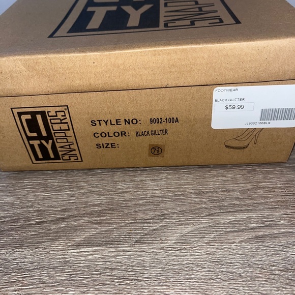 City Snappers Black Glitter High Heels Women’s Size 7.5 - Picture 8 of 16